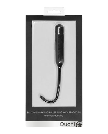Silicone Vibrating Bullet Plug W/ Beaded Tip Urethral Sounding Black Default Title
