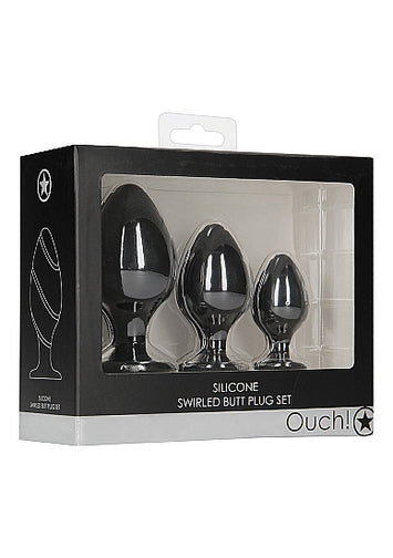 Swirled Butt Plug Set Black Default Title