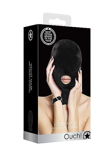 Velvet & Velcro Mask W/ Mouth Opening Black Default Title