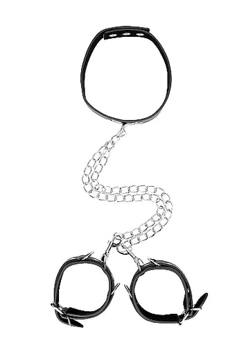 B&w Collar W/ Handcuffs Straps & Chain Default Title
