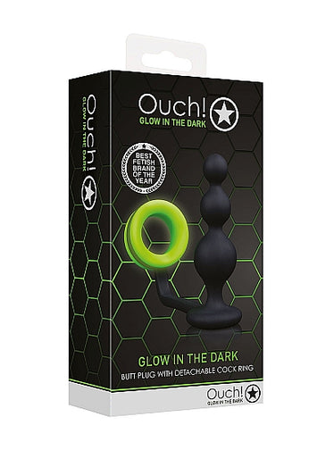 Glow Beads Butt Plug W/ Cock Ring Glow In The Dark Default Title