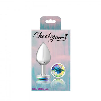 Cheeky Charms Round Clear Iridescent Medium Silver Plug Default Title