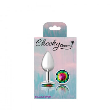 Cheeky Charms Round Rainbow Silver Plug Large