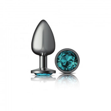 Cheeky Charms Round Teal Large Gunmetal Butt Plug Default Title
