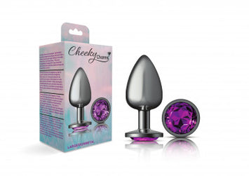 Cheeky Charms Round Purple Large Gunmetal Butt Plug Default Title