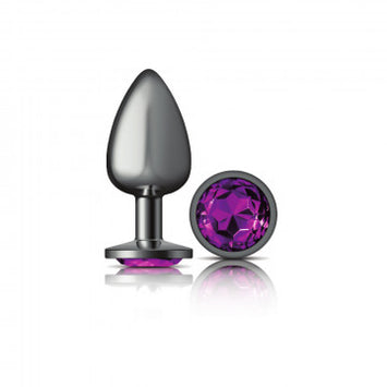 Cheeky Charms Round Purple Large Gunmetal Butt Plug Default Title