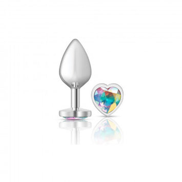 Cheeky Charms Heart Clear Iridescent Silver Plug Small