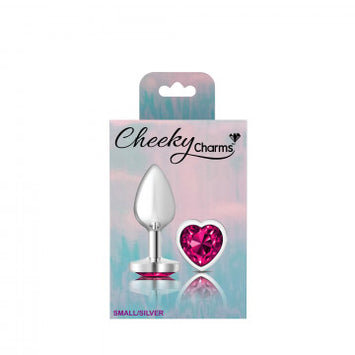 Cheeky Charms Heart Bright Pink Silver Plug Large
