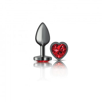 Cheeky Charms Heart Deep Red Gunmetal Butt Plug Large