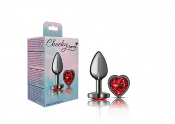 Cheeky Charms Heart Deep Red Gunmetal Butt Plug Large