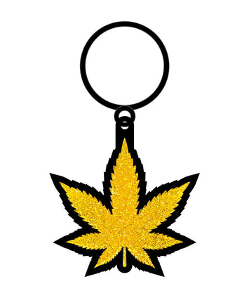 Gold Glitter Leaf Keychain Default Title