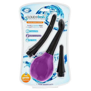 Cloud 9 Fresh + Deluxe Anal Soft Tip Enema Douche 11.8 Oz W/ 3 Soft Nozzle Tips Default Title
