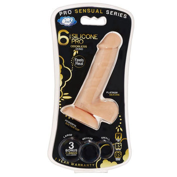 Pro Sensual Premium Silicone Dong W/ 3 C Rings Flesh 6