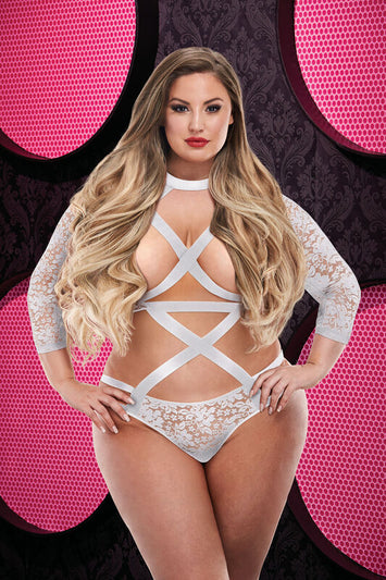 Lapdance Sexy Strappy Long Sleeve Bodysuit White Q/s Default Title