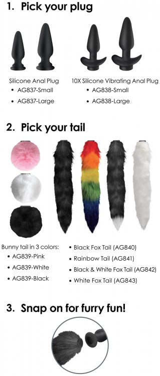 Tailz Snap On Silicone Anal Plug & 3 Interchangeable Tails Default Title
