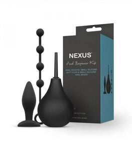 Nexus Anal Beginner Kit With Douche, Silicone Beads, Small Silicone Butt Plug Black