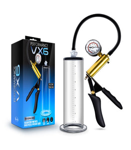 Performance Vx6 Vacuum Penis Pump W/ Brass Trigger & Pressure Gauge Clear Default Title