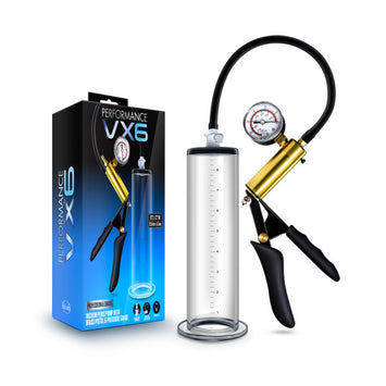 Performance Vx6 Vacuum Penis Pump W/ Brass Trigger & Pressure Gauge Clear Default Title