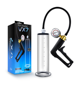 Performance Vx7 Vacuum Penis Pump W/ Brass Trigger & Pressure Gauge Clear Default Title