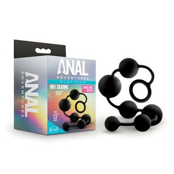 Anal Adventures Platinum Black Silicone Large Anal Beads Default Title