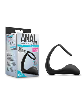 Anal Adventures Platinum Cock Ring Plug Black Default Title
