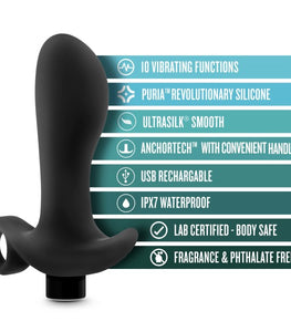 Anal Adventures Platinum Silicone Vibrating Prostate Massager 1 Black