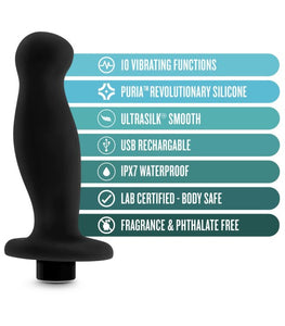 Anal Adventures Platinum Silicone Vibrating Prostate Massager 02 Black