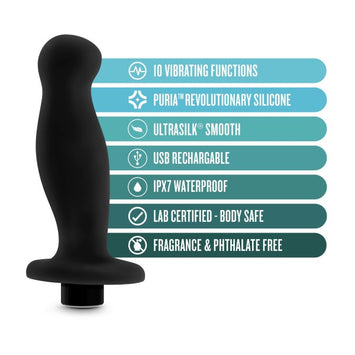 Anal Adventures Platinum Silicone Vibrating Prostate Massager 02 Black Default Title