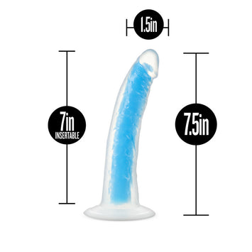 Neo Elite Glow In The Dark 7.5in Dual Density Cock Neon Blue