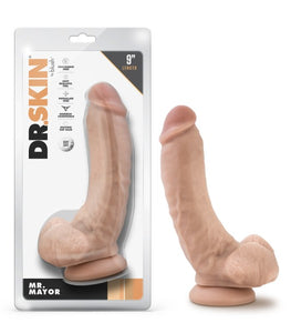 Dr. Skin Mr. Mayor 9in Dildo W/ Balls Beige