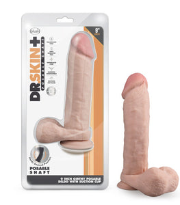 Dr Skin Plus 9in Thick Posable Dildo W/ Balls