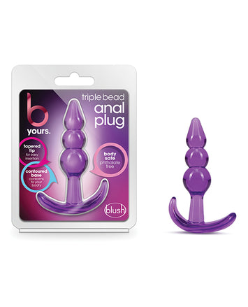 B Yours Triple Bead Anal Plug Purple Default Title