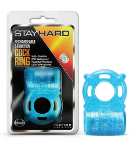 Stay Hard Rechargeable 5 Function Cock Ring Blue Default Title