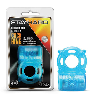 Stay Hard Rechargeable 5 Function Cock Ring Blue Default Title