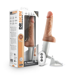 Dr Skin Silicone Dr Hammer 7in Thrusting Dildo W/ Handle Beige