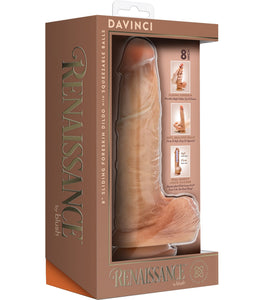 Renaissance Davinci 8 In Sliding Foreskin Dildo Tan