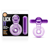 Play With Me Lick It Vibrating Double Strap Cock Ring Purple