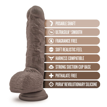 Dr. Skin Dr. Mason 9in Dildo W/ Suction Chocolate