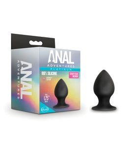 Anal Adventures Platinum Silicone Anal Stout Plug Black Large