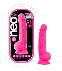 Neo Elite 7.5in Silicone Dual Density Cock W/ Balls Neon