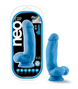 Neo Elite 7in Silicone Dual Density Cock W/ Balls Neon