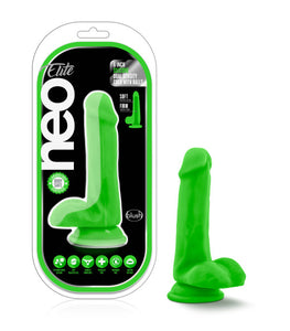 Neo Elite 6in Silicone Dual Density Cock W/ Balls Neon