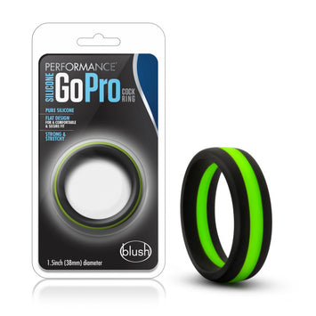 Performance Silicone Go Pro Cock Ring Black green black