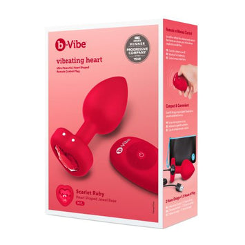 B Vibe Vibrating Heart Shaped Jewel Plug Red Medium Large