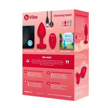B Vibe Vibrating Heart Shaped Jewel Plug Red Medium Large