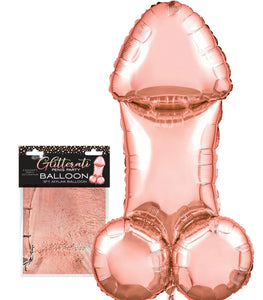 Glitterati 3ft Rose Gold Penis Mylar Balloon