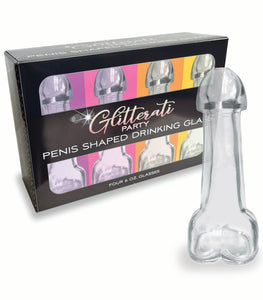 Glitterati Penis 6oz Drinking Glass Pack Of 4