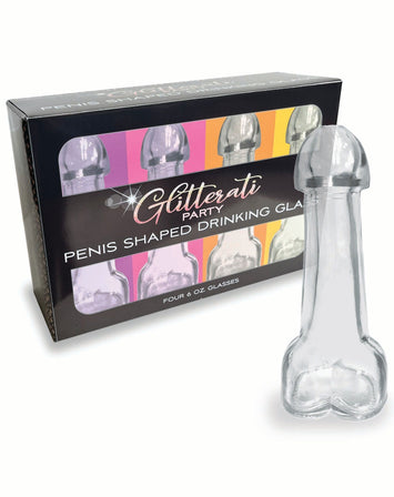 Glitterati Penis 6oz Drinking Glass Pack Of 4 Default Title