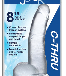 Jock C-thru 8in Clear Dildo W/ Balls Tpe