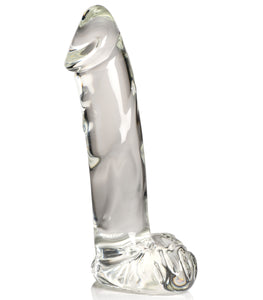 Pleasure Crystals 7.1 In Glass Dildo W/ Balls